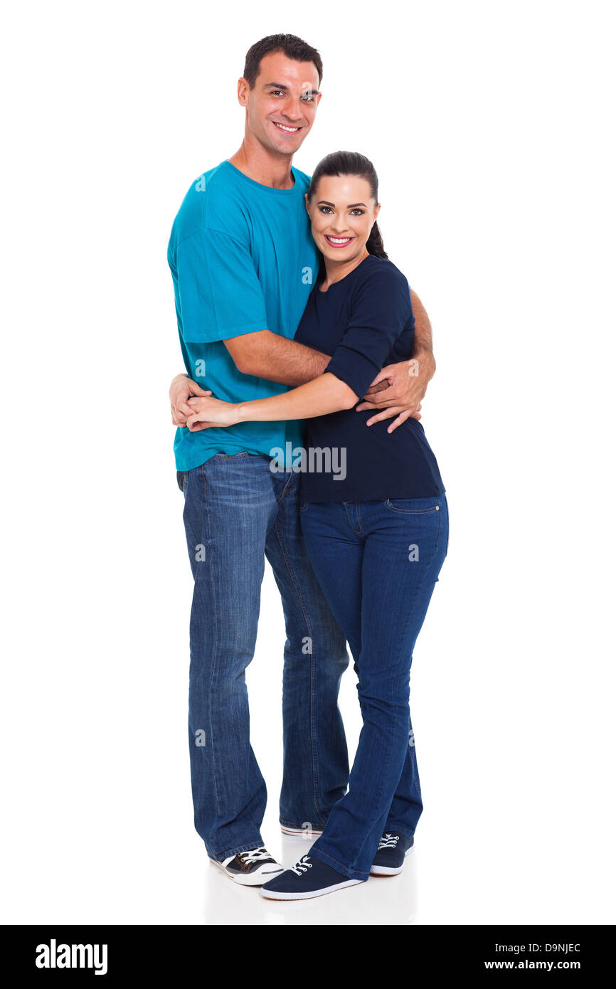 full length portrait of happy couple isolated on white background Stock ...