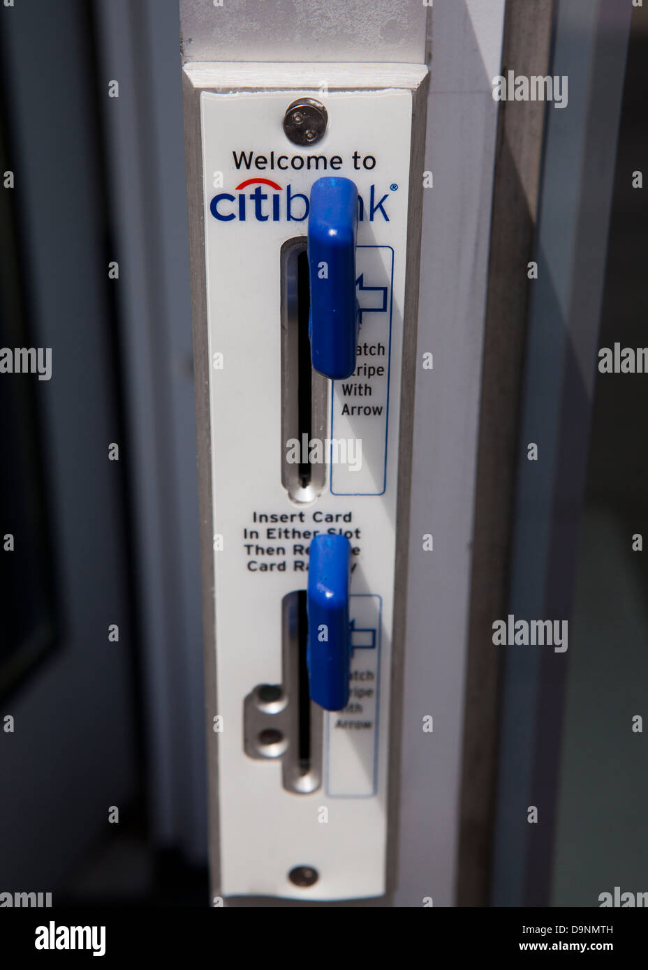 Citibank entrance door cardkey slot Stock Photo