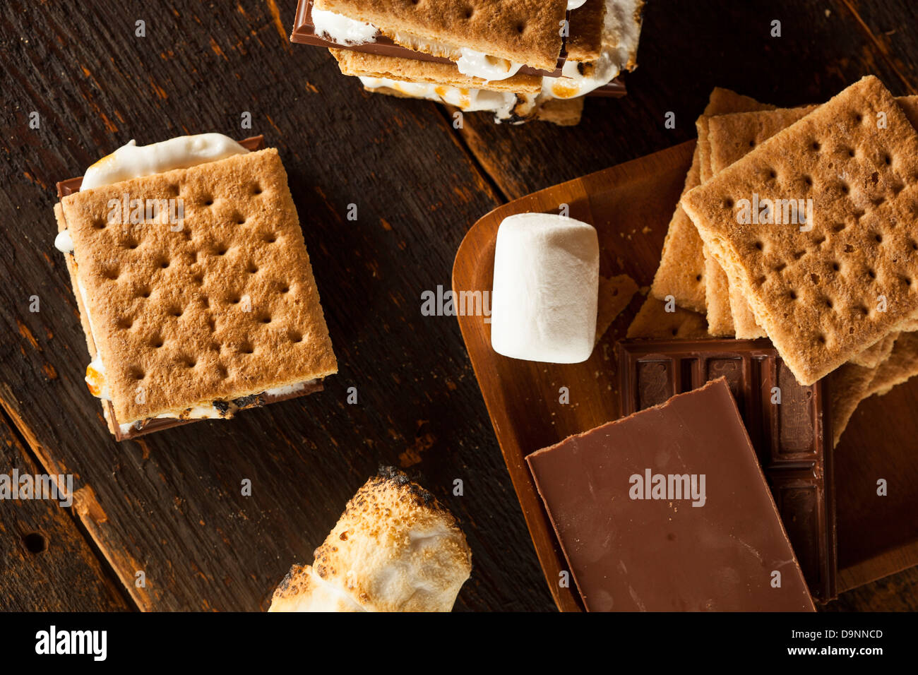 Homemade S More With Chocolate And Marshmallow On A Graham Cracker Stock Photo Alamy