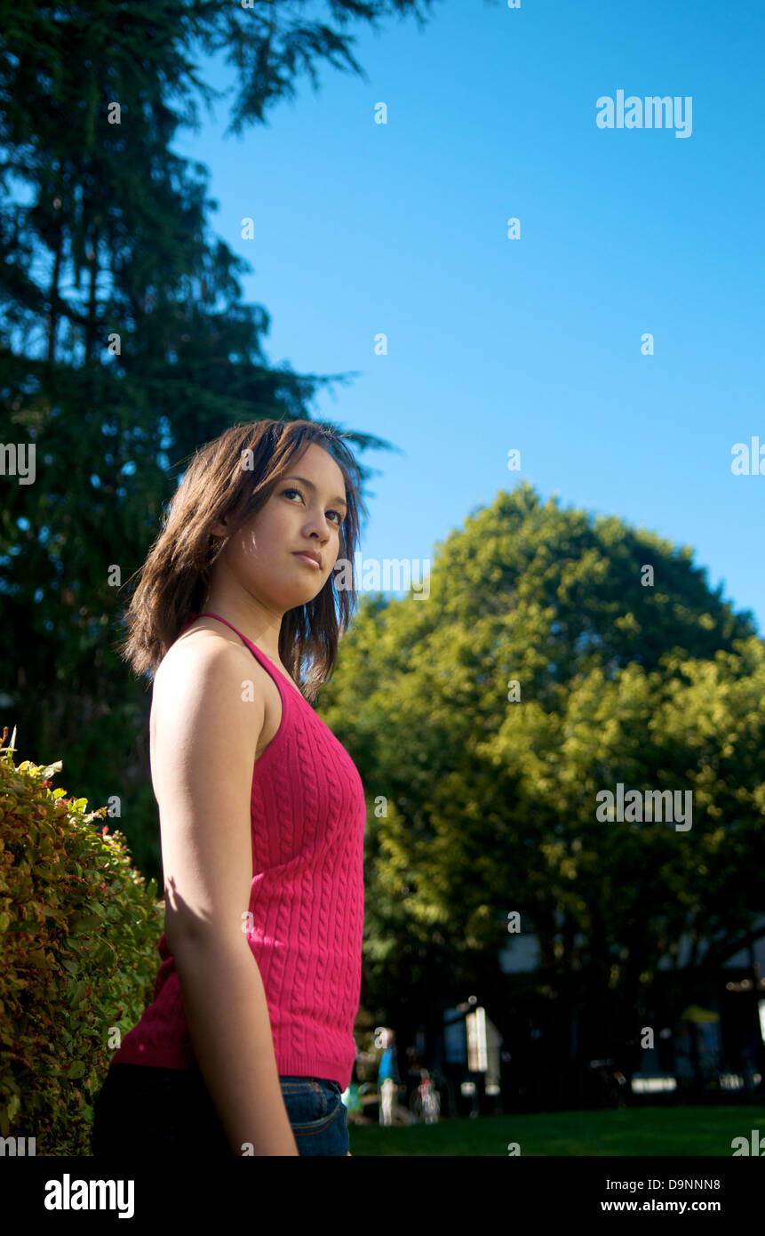 Beautiful multi-racial teenage girl outdoor Stock Photo