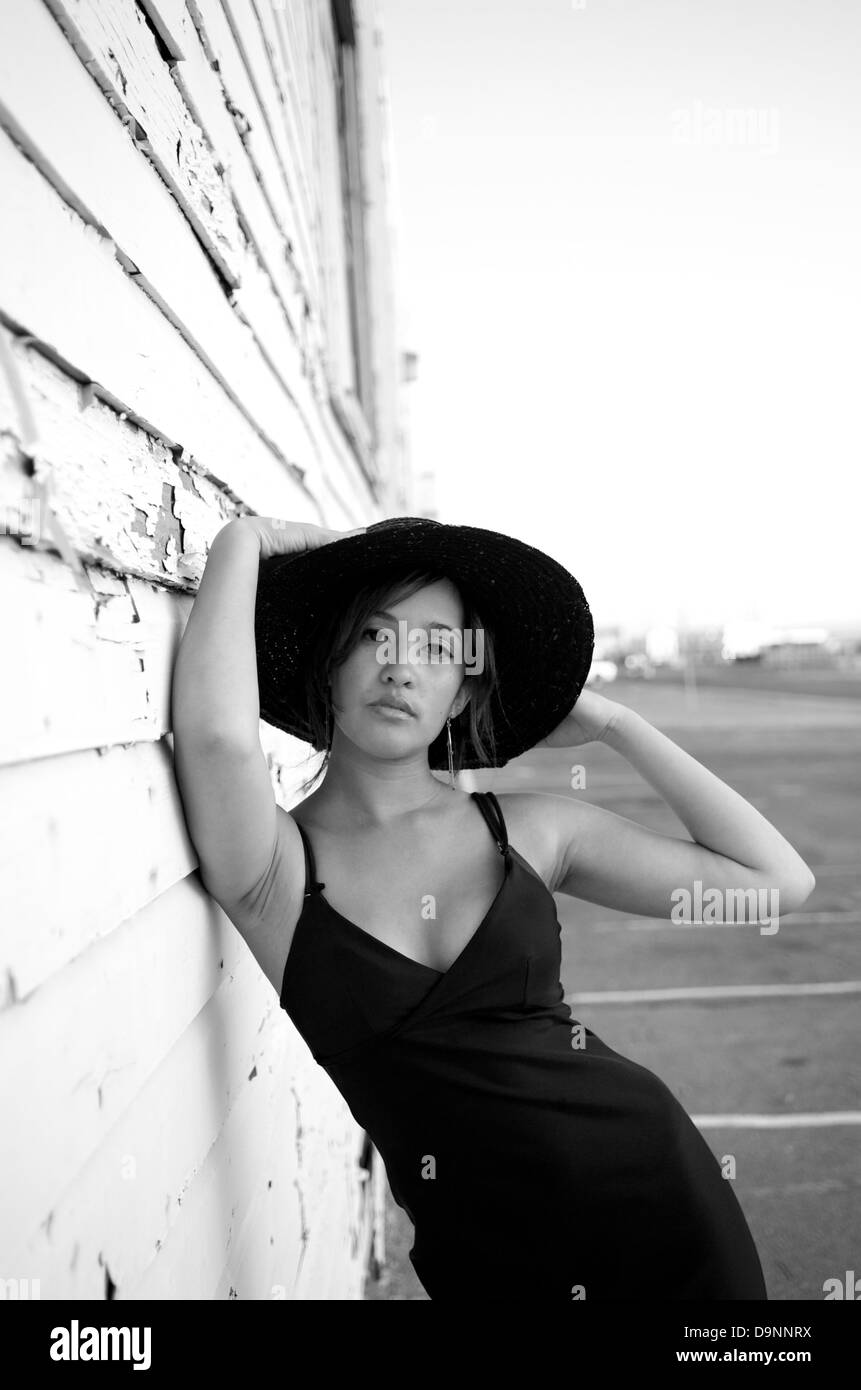 Portrait of beautiful multiracial girl with a hat Stock Photo Alamy