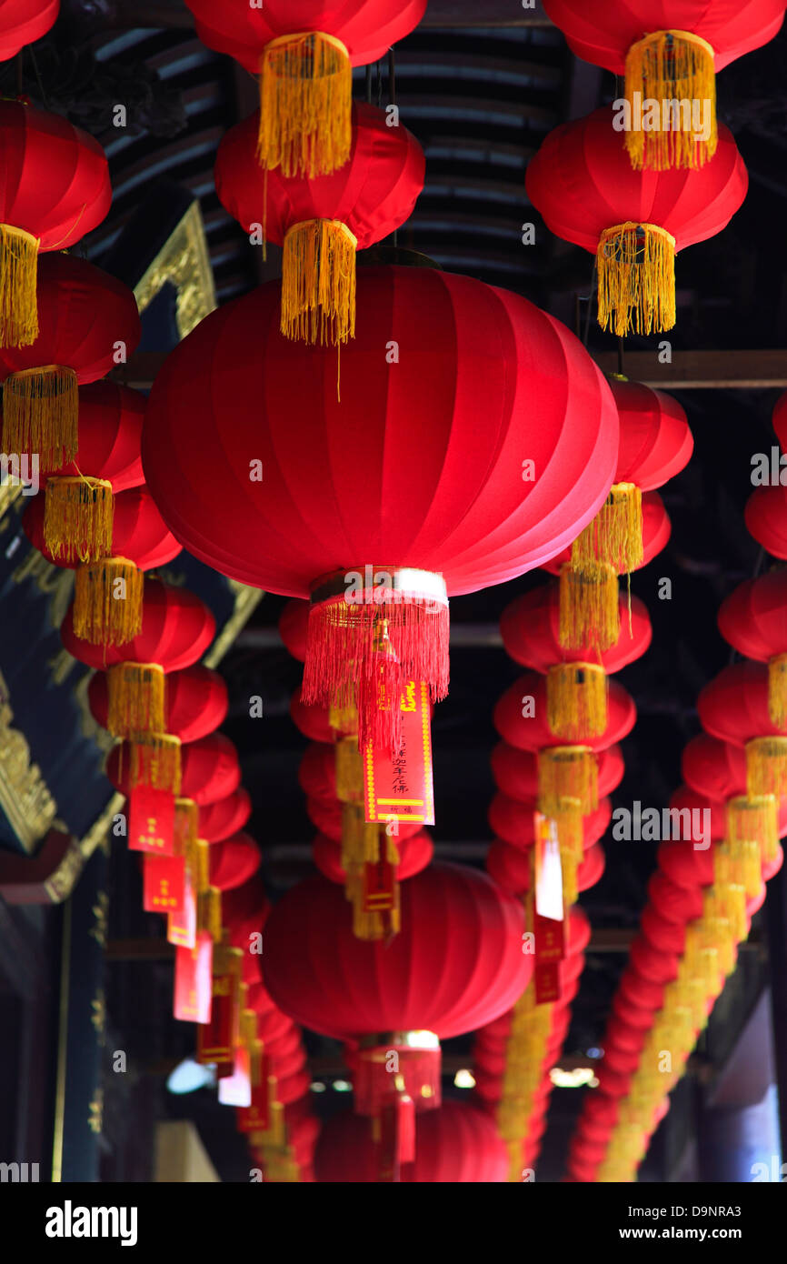 China, Shanghai District, Zhujiajiao ancient water town, Red Lanterns Stock Photo