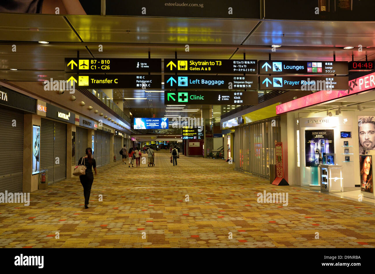 Duty free shops and corridor terminal Singapore Changi airport Stock Duty free shops and corridor terminal Singapore Changi airport Stock