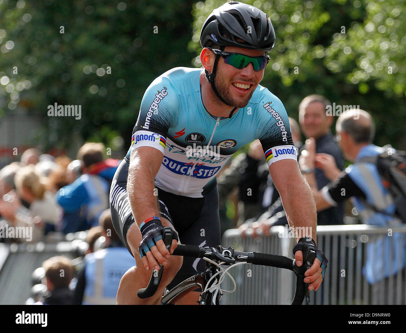 Glasgow, Scotland. 23rd June, 2013. Mark Cavendish after winning The British Cycling Road Race Championships in Glasgow. Credit: Action Plus Sports/Alamy Live News Stock Photo