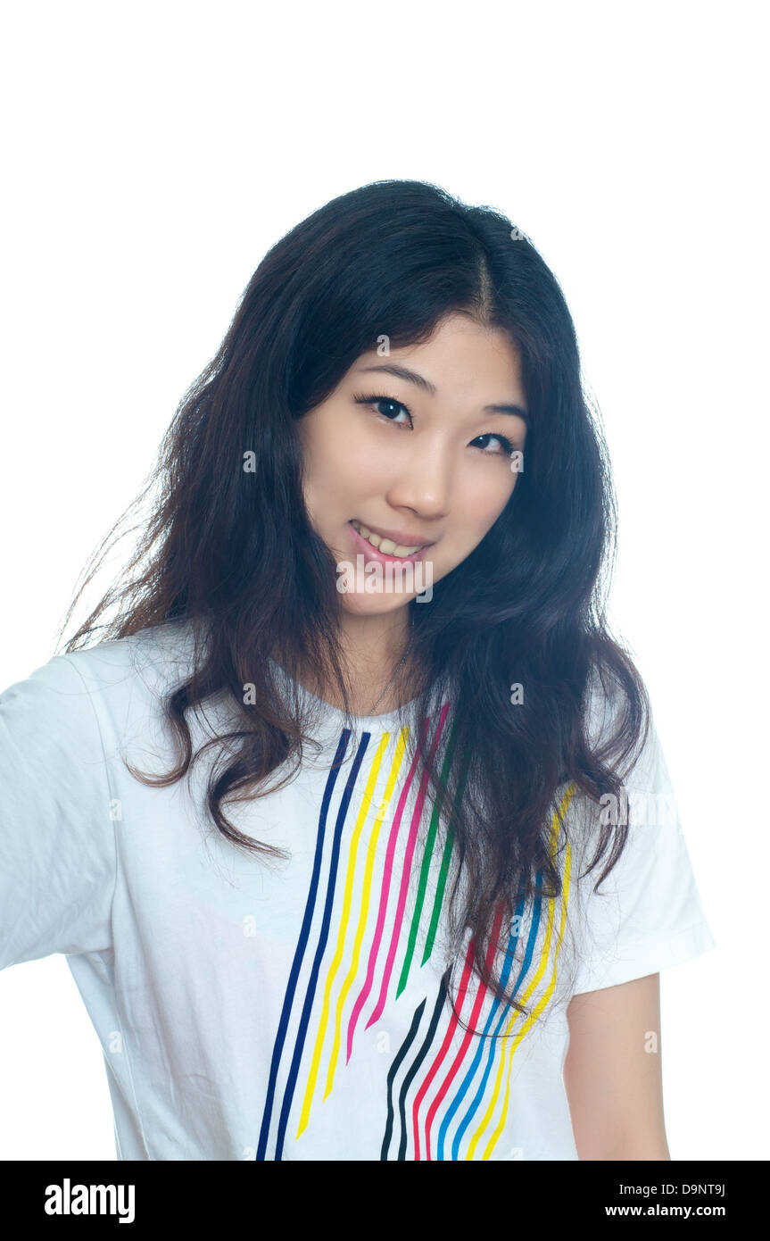 Portrait of beautiful smiling Chinese girl Stock Photo