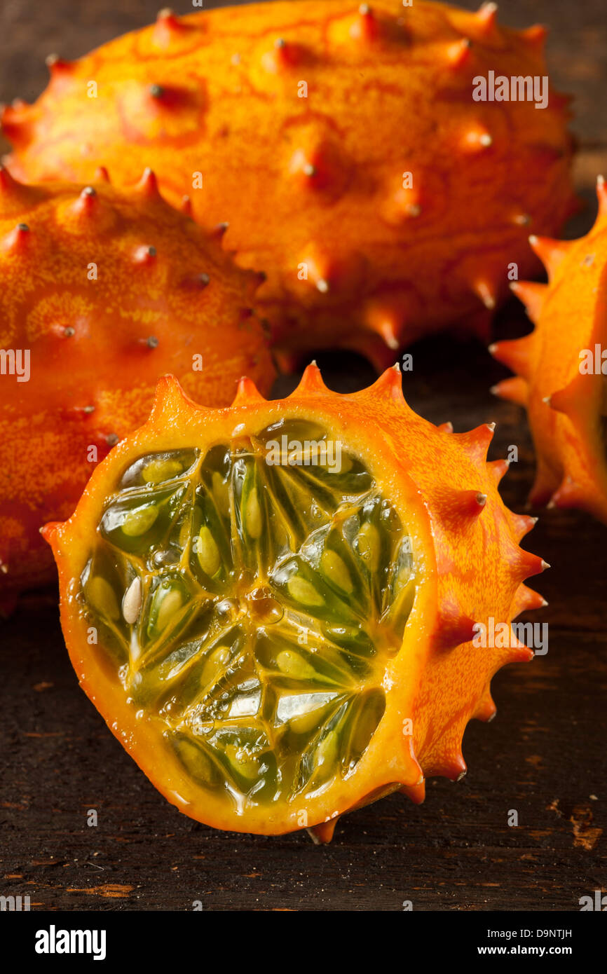 Organic Orange Kiwano Melon with Prickly Spikes Stock Photo - Alamy