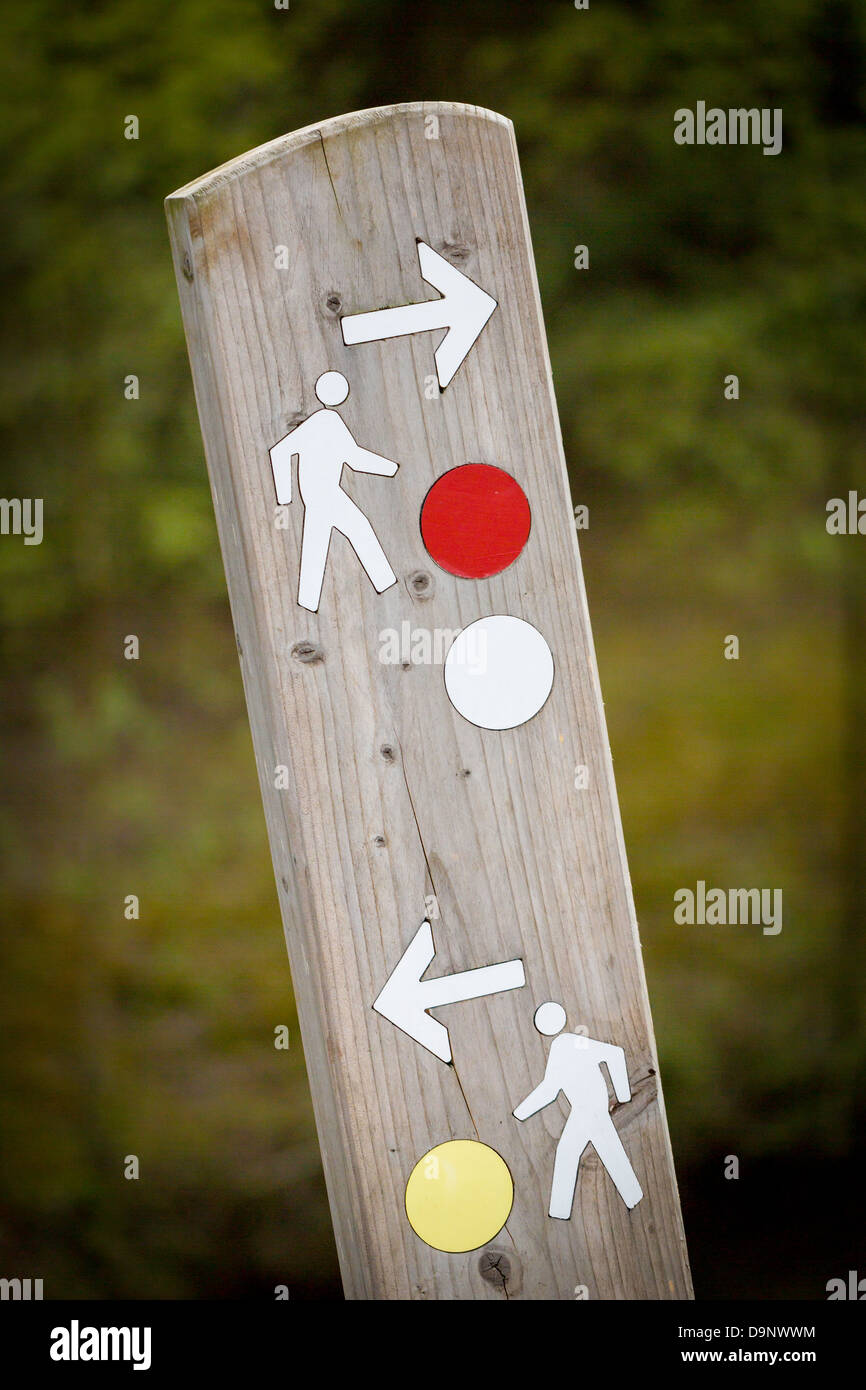 Wooden Sign Post In Uk Park Land Stock Photo