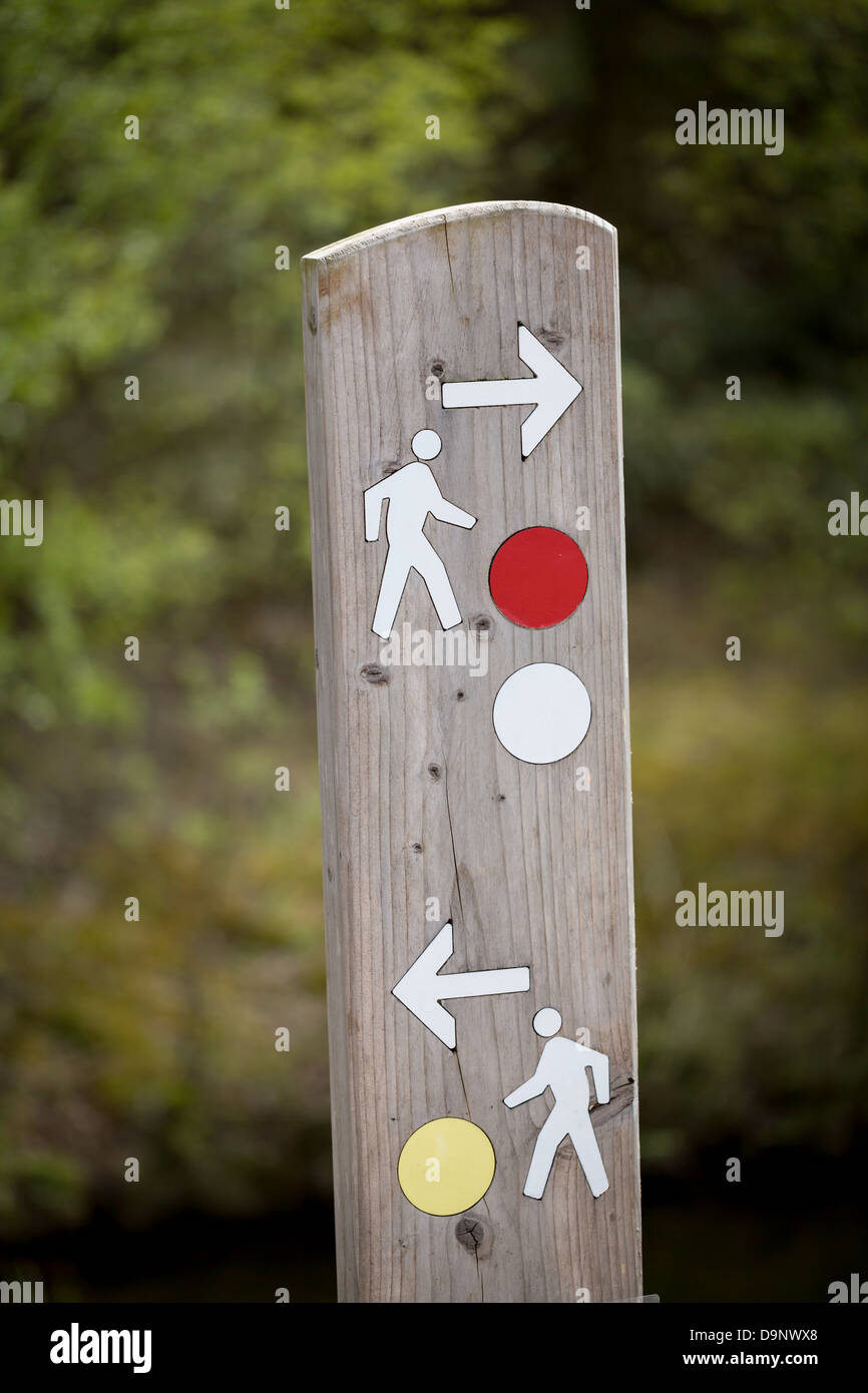 Wooden Sign Post In Uk Park Land Stock Photo