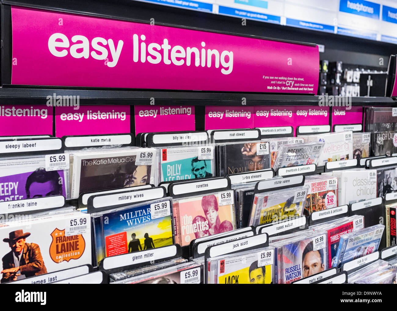 CD's and DVD's for sale in a high street shop Stock Photo Alamy