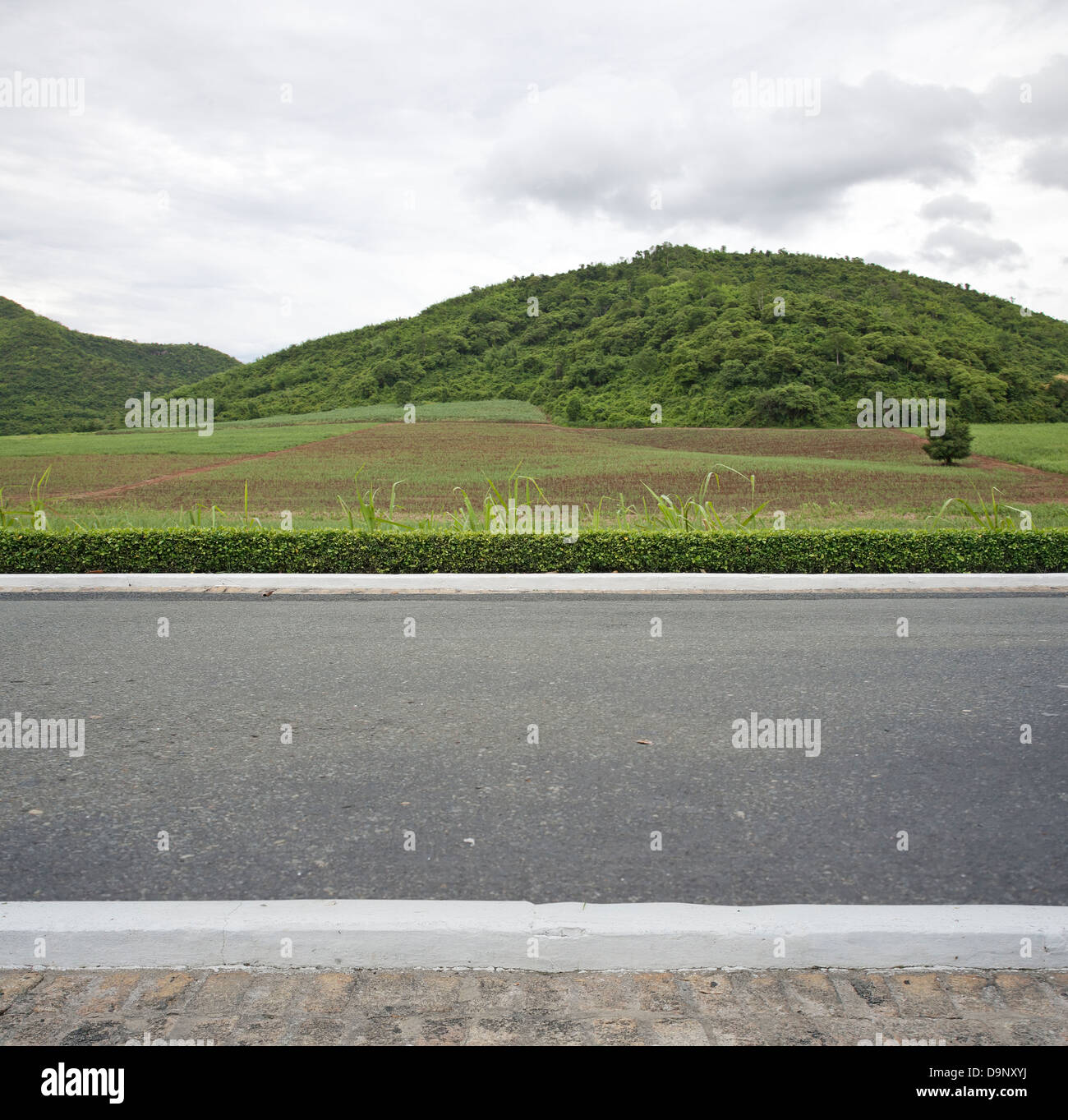 Road side mountain view background Stock Photo