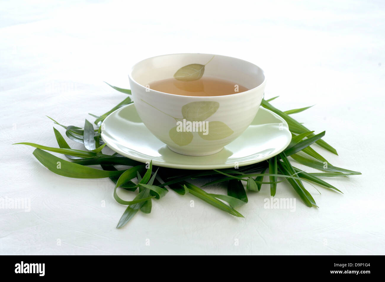 A cup of tea on green gras Stock Photo Alamy