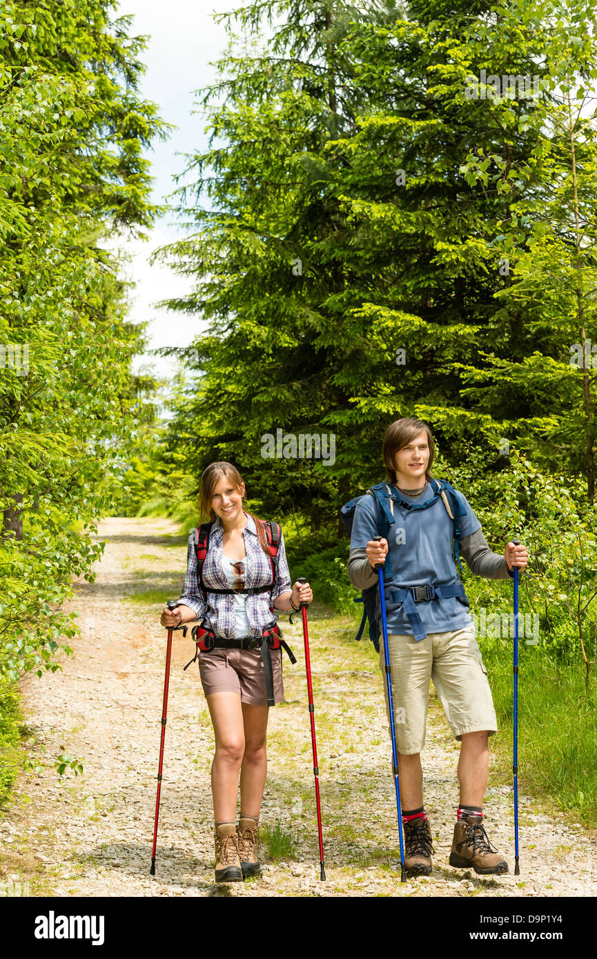 Young caucasian teenagers hiking in forest countryside Stock Photo - Alamy
