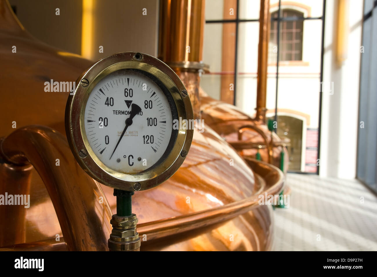 Temperature Gauge. Old style of brewing beer. Nineteenth Century. Stock Photo