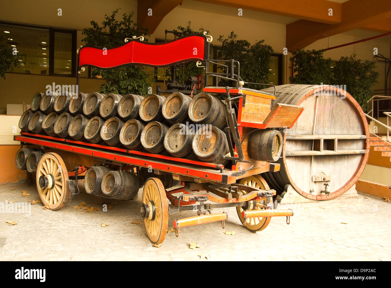 Old car. Distributor of beer, wine, cognac Stock Photo Alamy