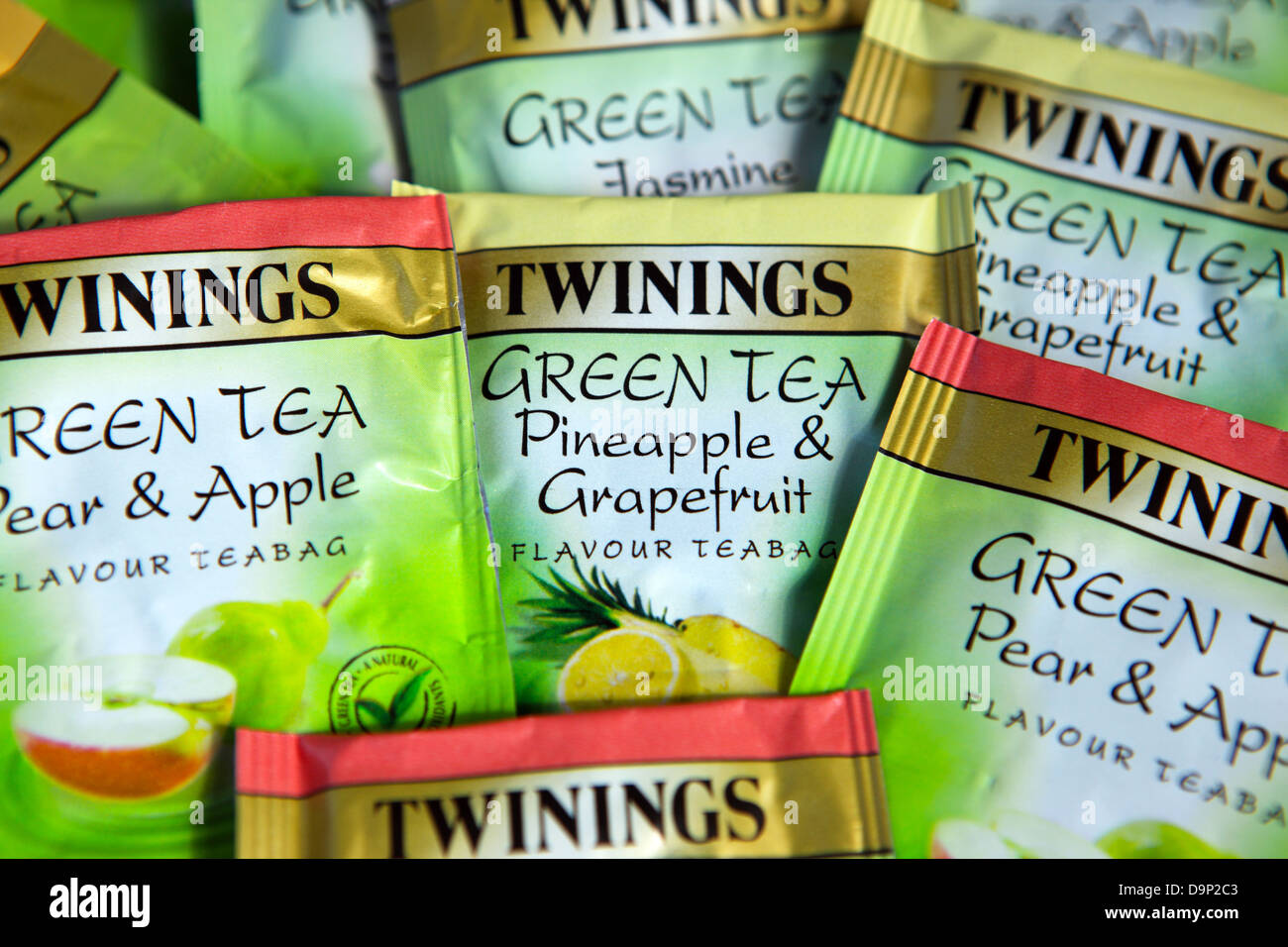 Twinings Green Teas individual tea bags Stock Photo