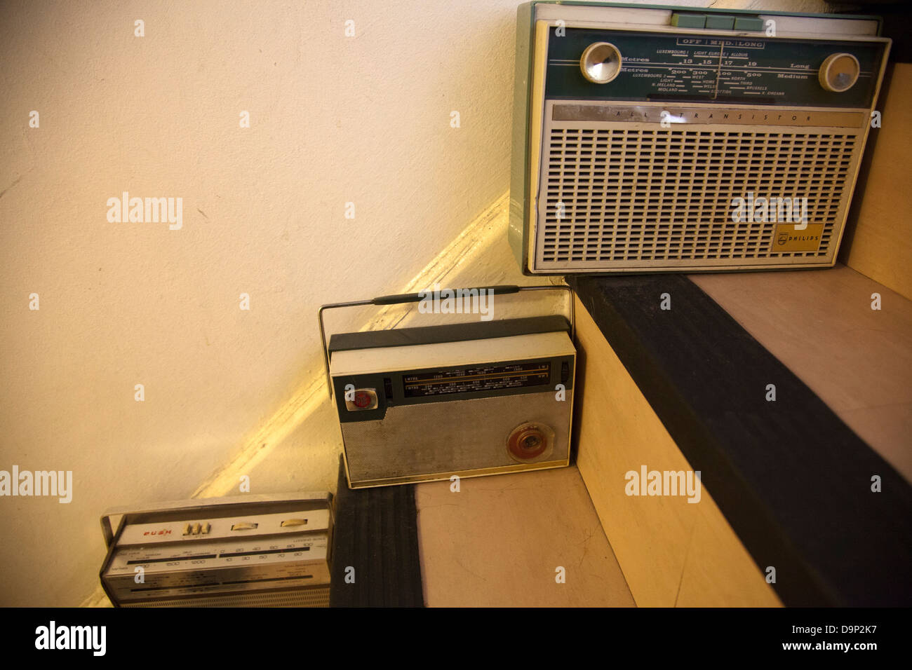 Transistor Radios displayed on Interior Steps Stock Photo