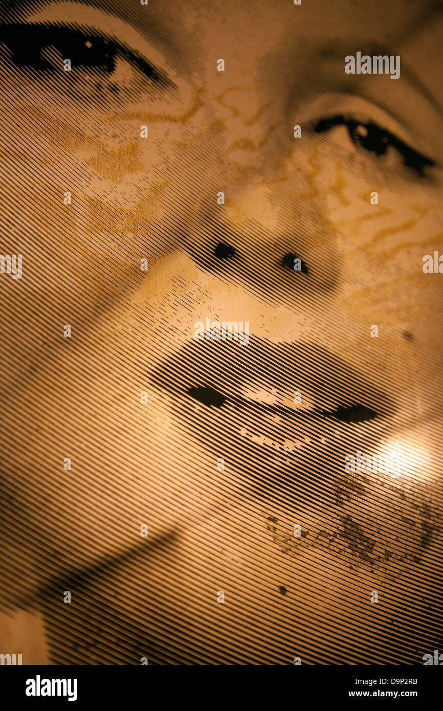 Old Scratched Marilyn Monroe Wall Mirror Stock Photo