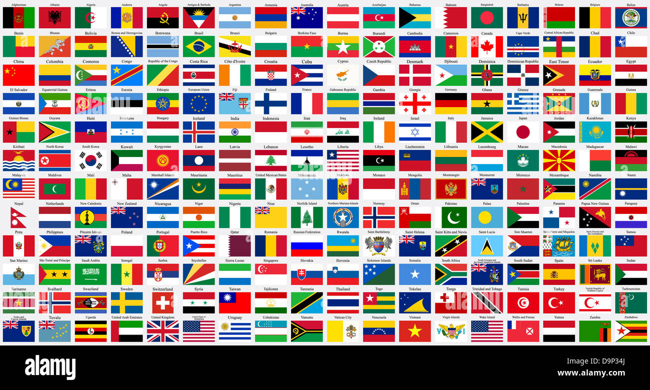 flags of the world labeled