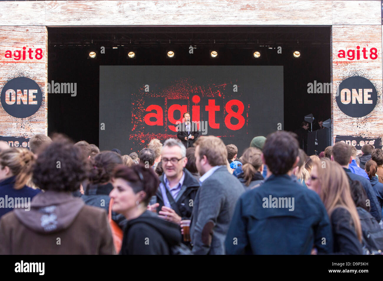 The ONE Agit8 campaign, outside Tate Modern, London. Stock Photo