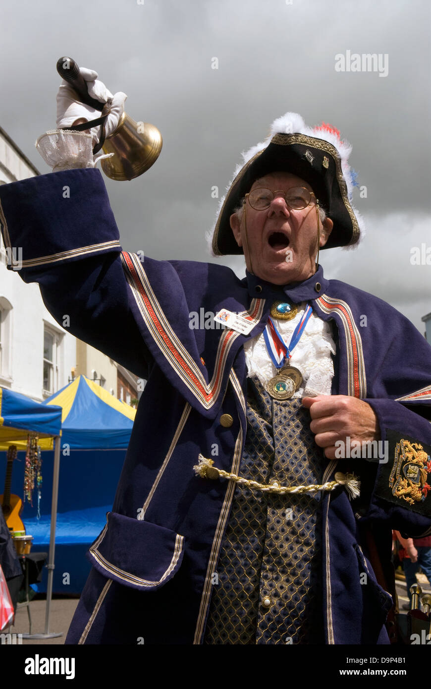 Alton Town Crier at work in High Street, Alton during the town's Regency Day and bicentenary celebrations, Alton, Hants, UK. Stock Photo
