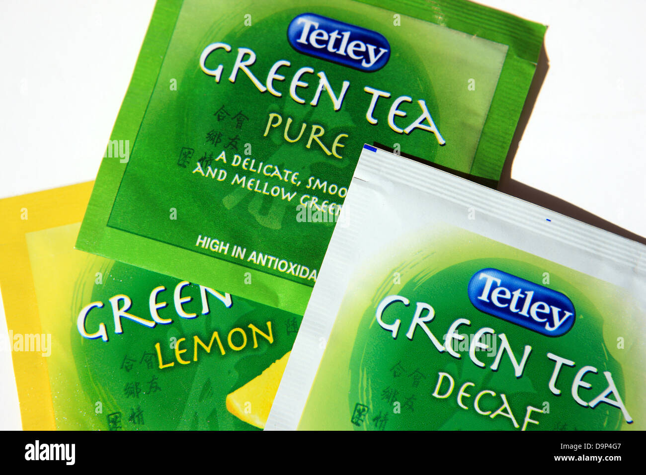 Tetley individual green tea sachets Stock Photo Alamy