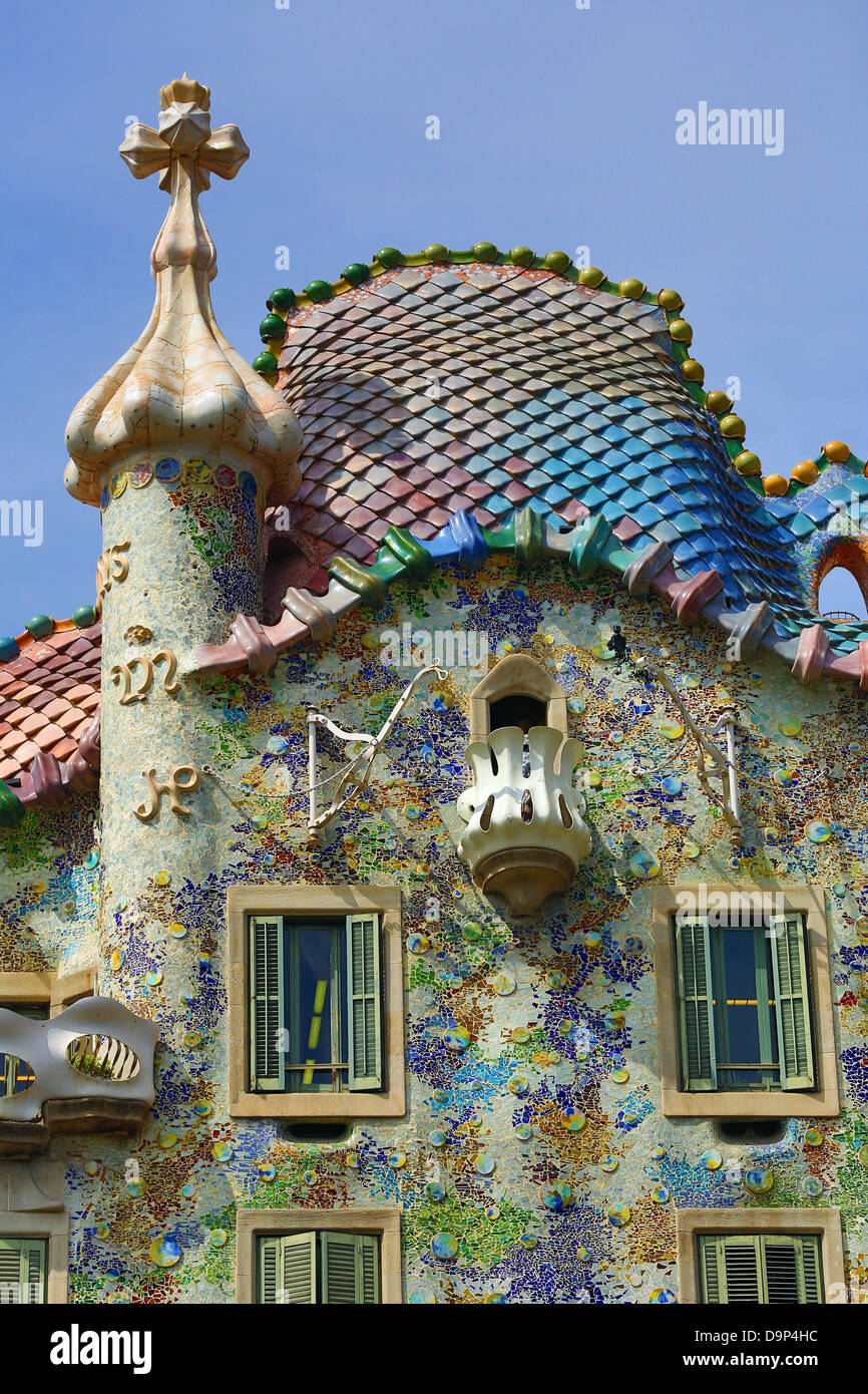 Casa Batllo Modernist house designed by Gaudi in Barcelona, Spain Stock Photo