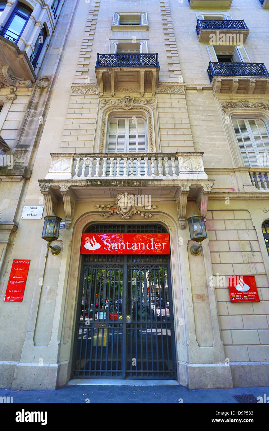 Spanish Santander Bank branch, Barcelona, Spain Stock Photo