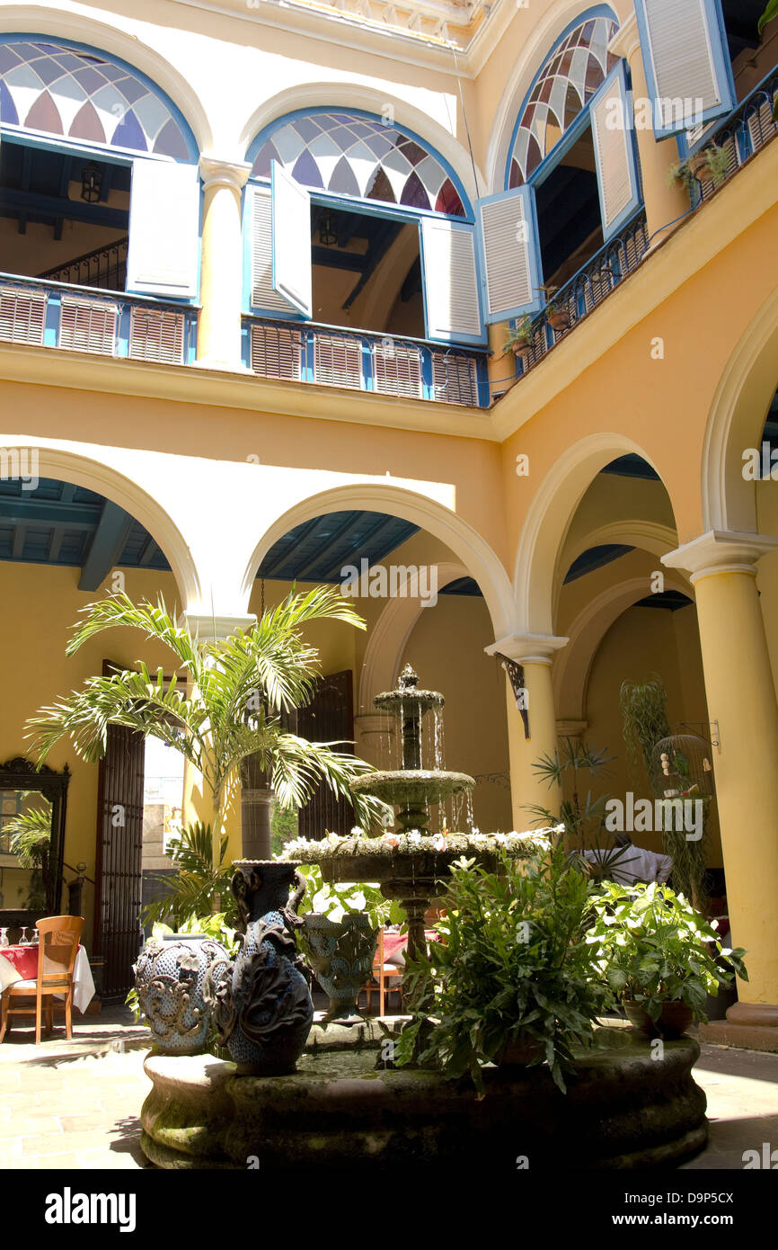 Typical courtyard. Spanish colonial architecture. Havana, Cuba Stock Photo