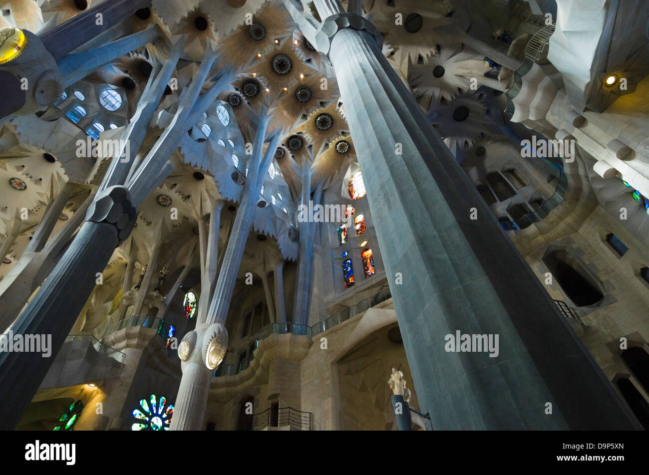 Columns, Basilica of La Sagrada Familia, Interior, Barcelona, Spain ...