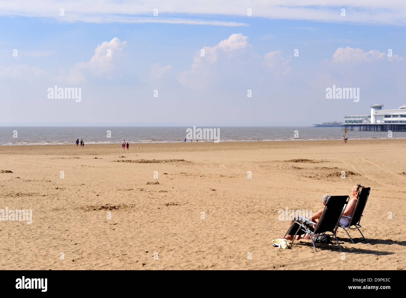 Summer British Seaside. Weston Super Mare beach UK Stock Photo