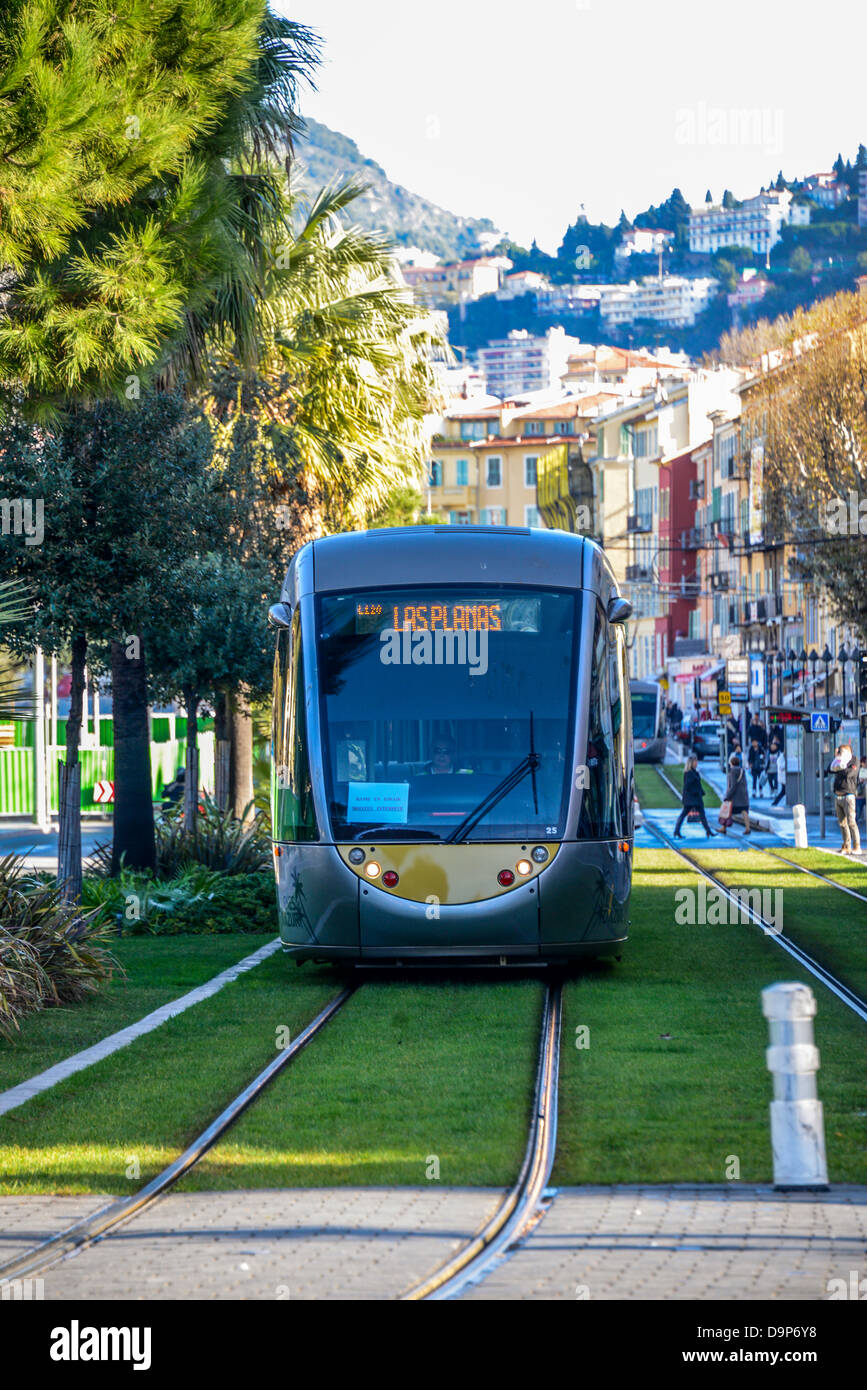 The new number 1 tram-line in Nice France Stock Photo