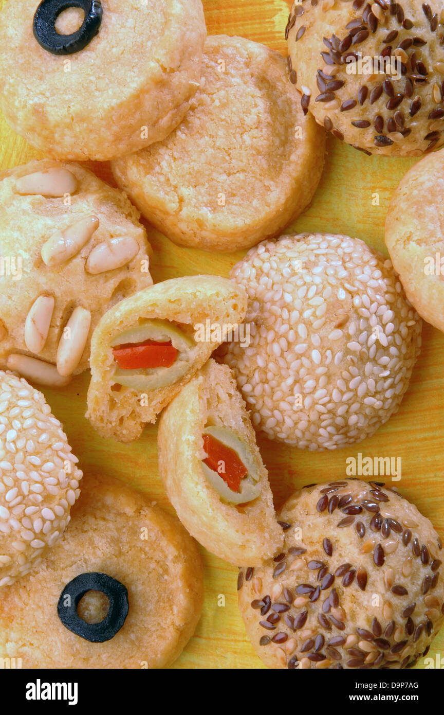 Kekse mit Oliven Stock Photo