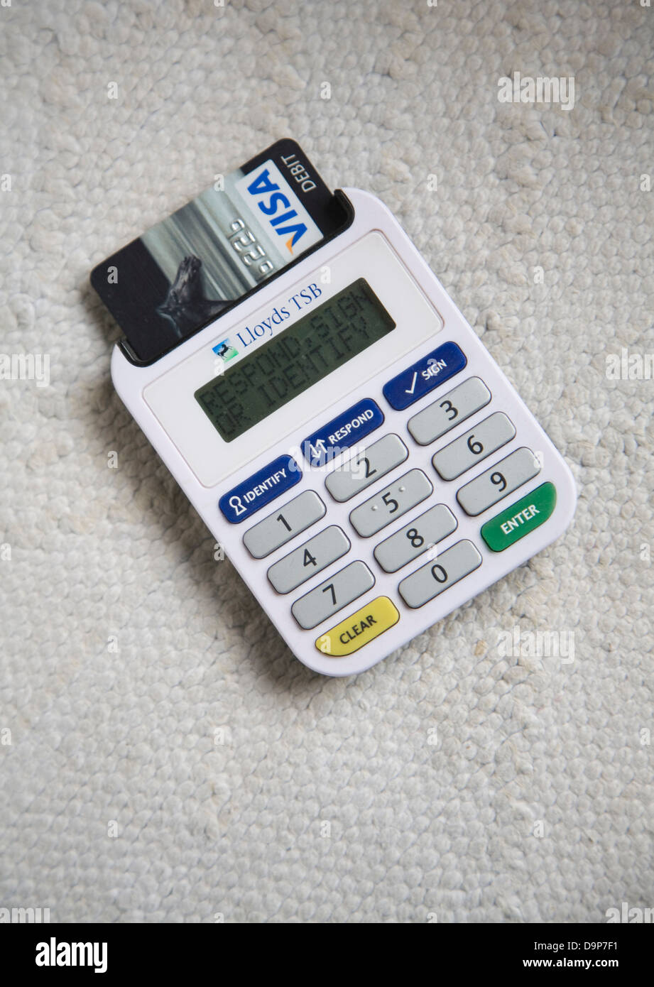 Ezio Lloyds Bank card reader online banking security device Stock Photo