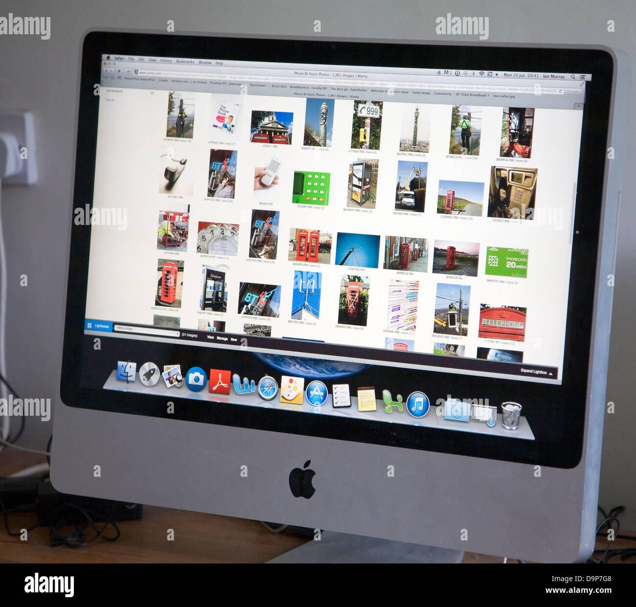 iMac screen display of Alamy stock photograph thumbnail images Stock Photo