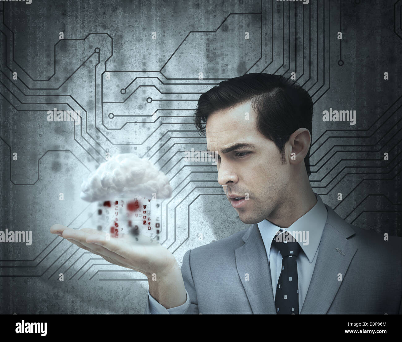 Businessman holding data cloud hi-res stock photography and images - Alamy