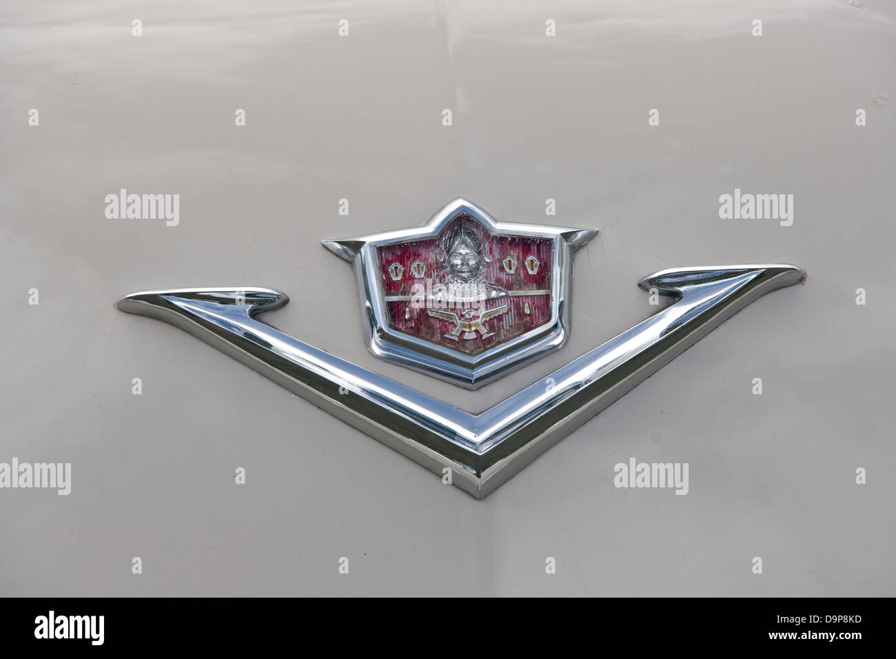 American classic car 1953 Desoto Firedome Club Coupe V8 trunk boot marque logo emblem brand motif badge Stock Photo