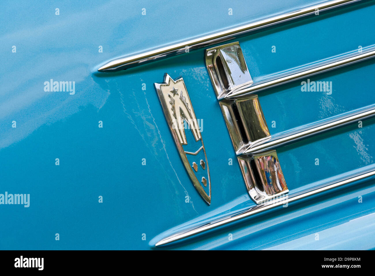 American classic car retro design trim detail 1950 Oldsmobile Super 88 Stock Photo