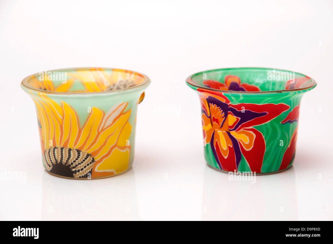 glasses of colors to decorate your house shelf Stock Photo Alamy