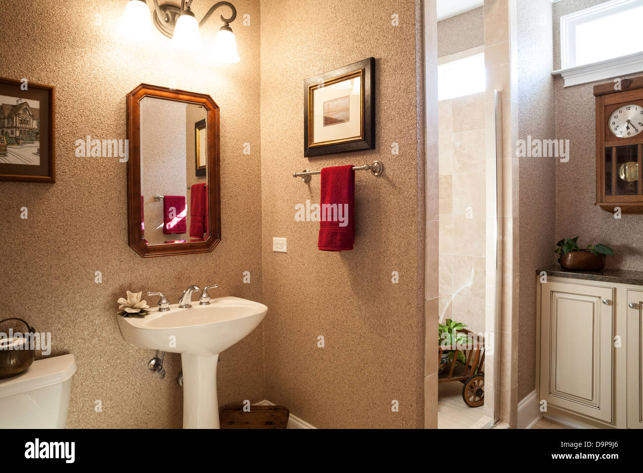 Showcase Bathroom with Pedestal Sink, USA Stock Photo Alamy