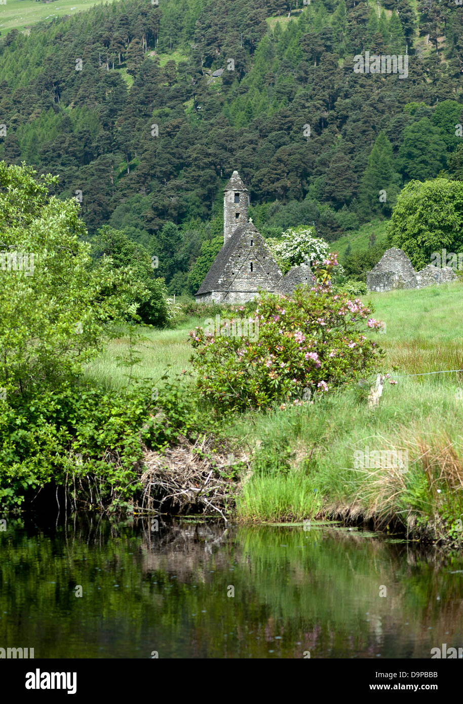 St. Kevin’s ancient church in Glendalough, Wicklow Mountains, Ireland Stock Photo