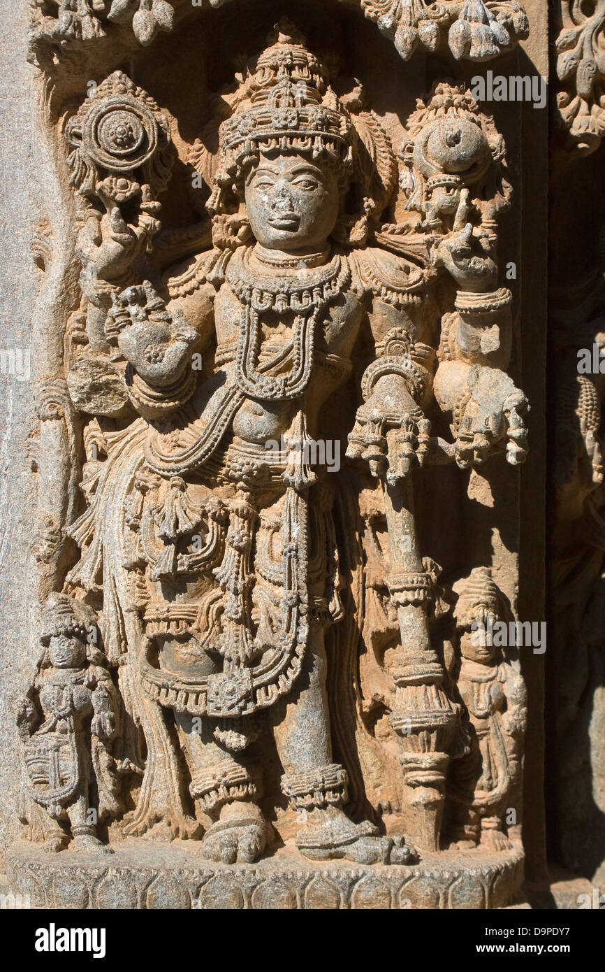 Asia, India, Karnataka, Somnathpur, Keshava temple,stone carving Stock Photo