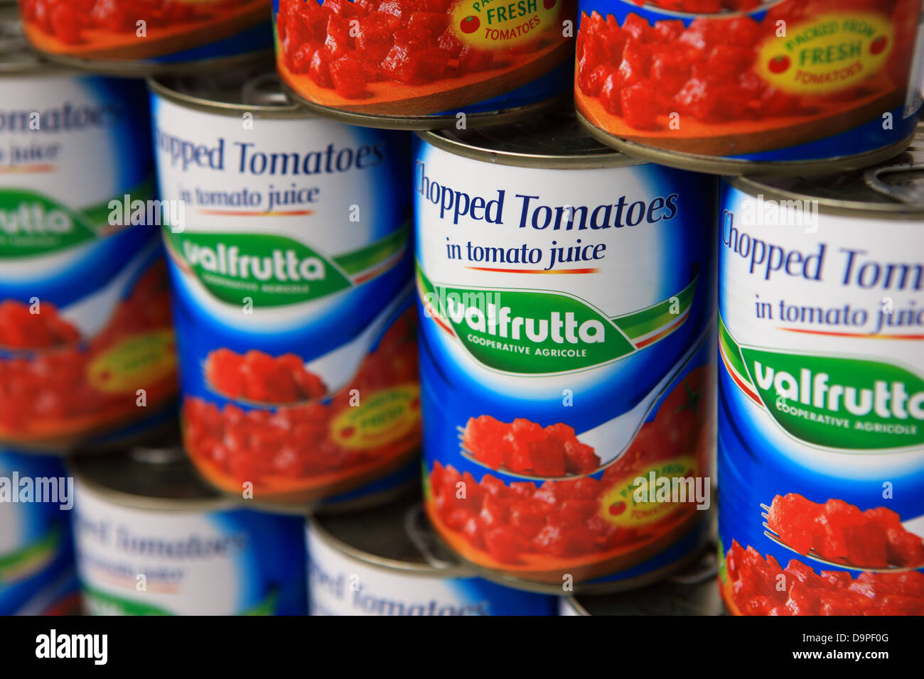 Tins of tomatoes Stock Photo