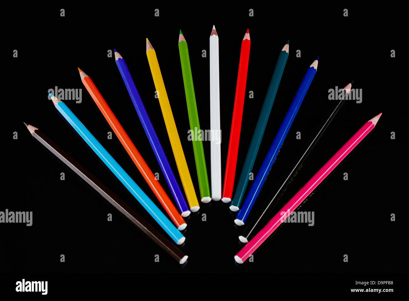 Colored pencils in fan shape Stock Photo Alamy