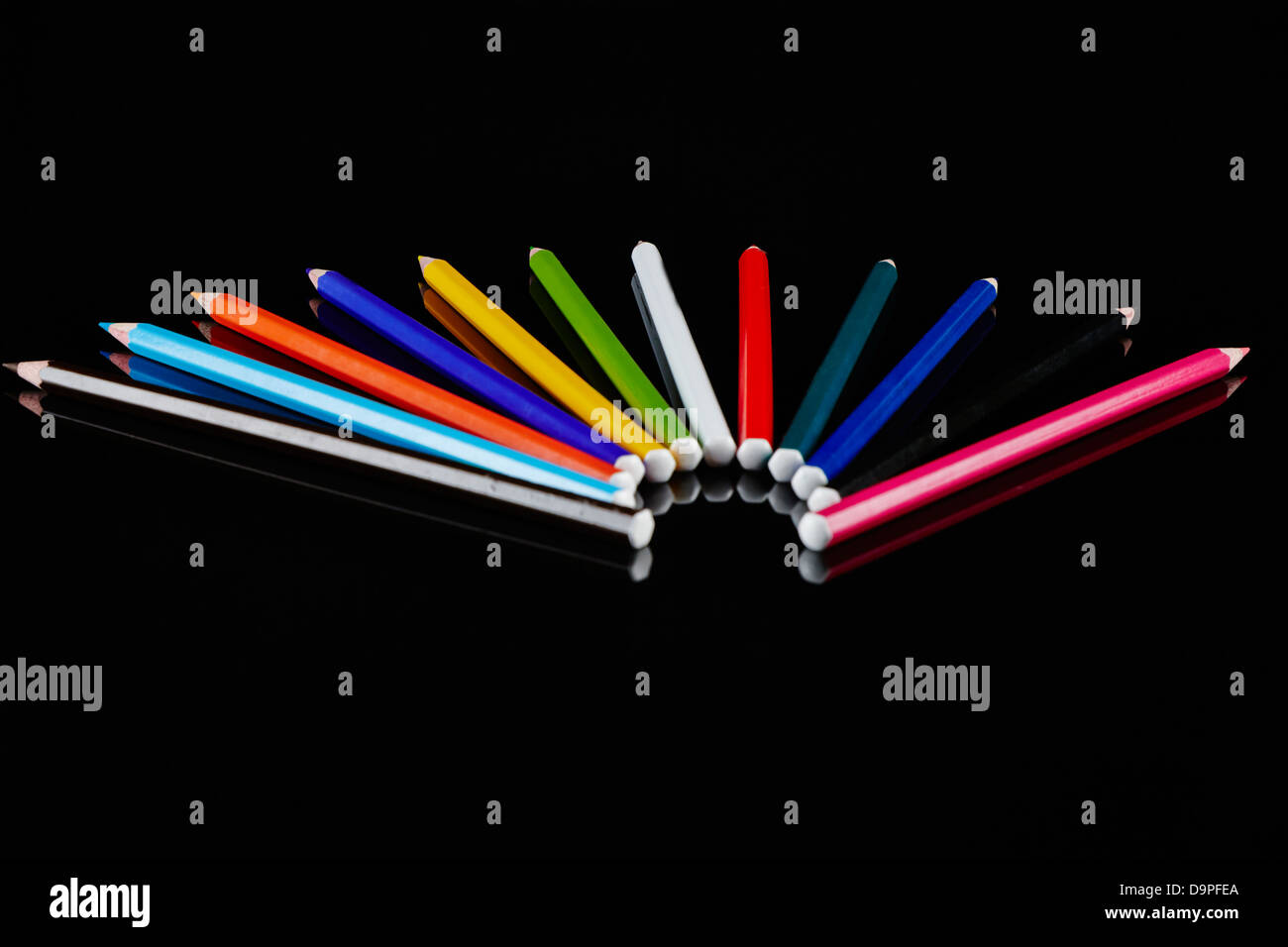 Colored pencils in fan shape Stock Photo Alamy