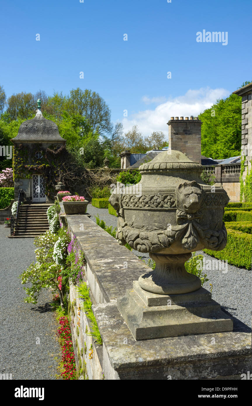 Ornate balustrade decoration at Pollok House, an 18th century mansion, designed by William Adam, on the outskirts of Glasgow, Stock Photo