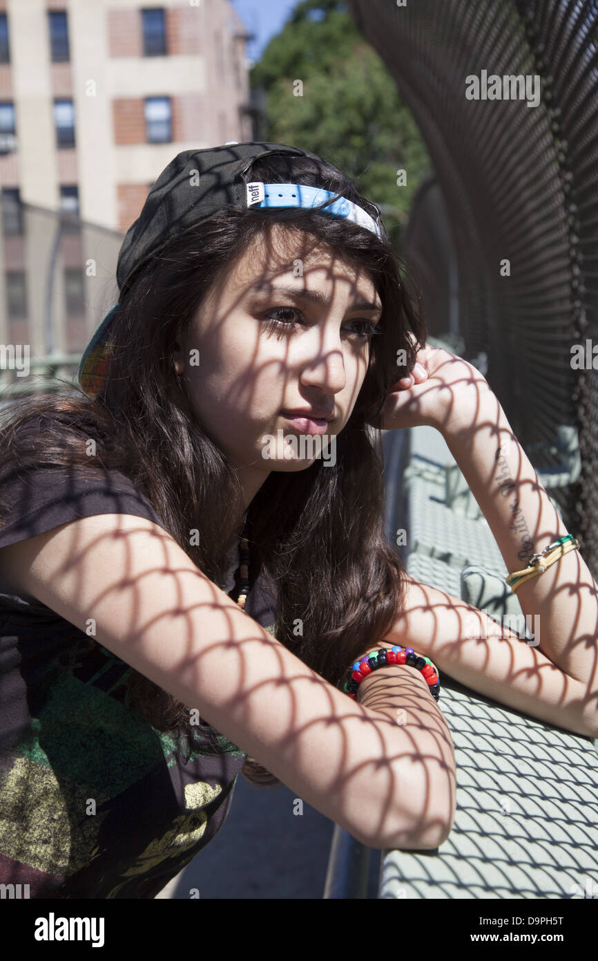 17 year old teenage girl in Brooklyn, NY. Stock Photo