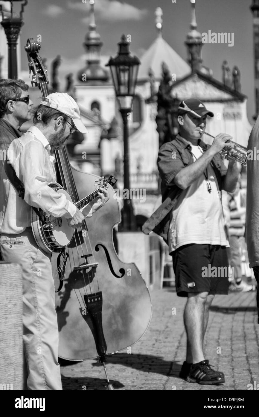 Street musicians on Carl´s bridge Stock Photo