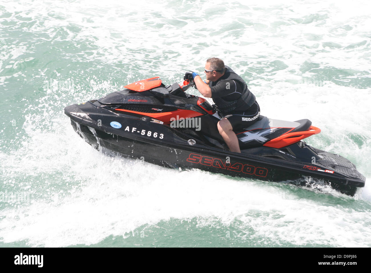 Jetski in the sea at Brighton, East Sussex, UK Stock Photo Alamy
