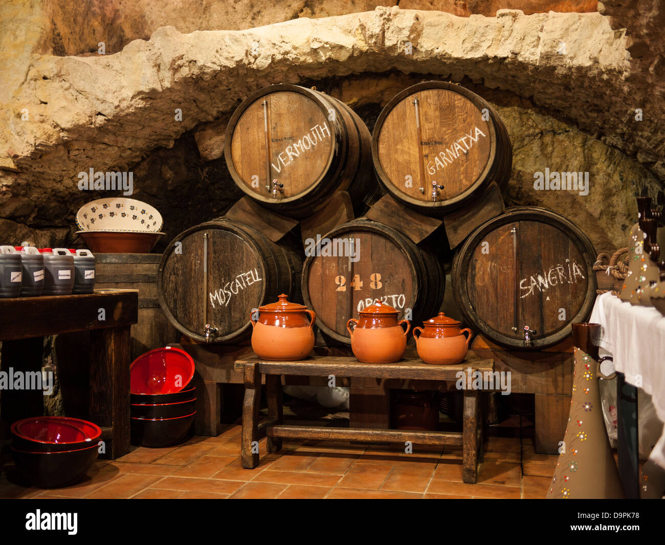 Photograph of wine cellar in a shop in the medieval hilltop town of