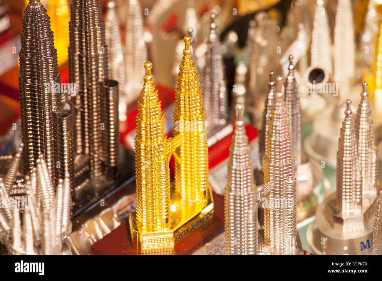 Tourist souvenirs of the Petronas Towers, Kuala Lumpur, Malaysia Stock